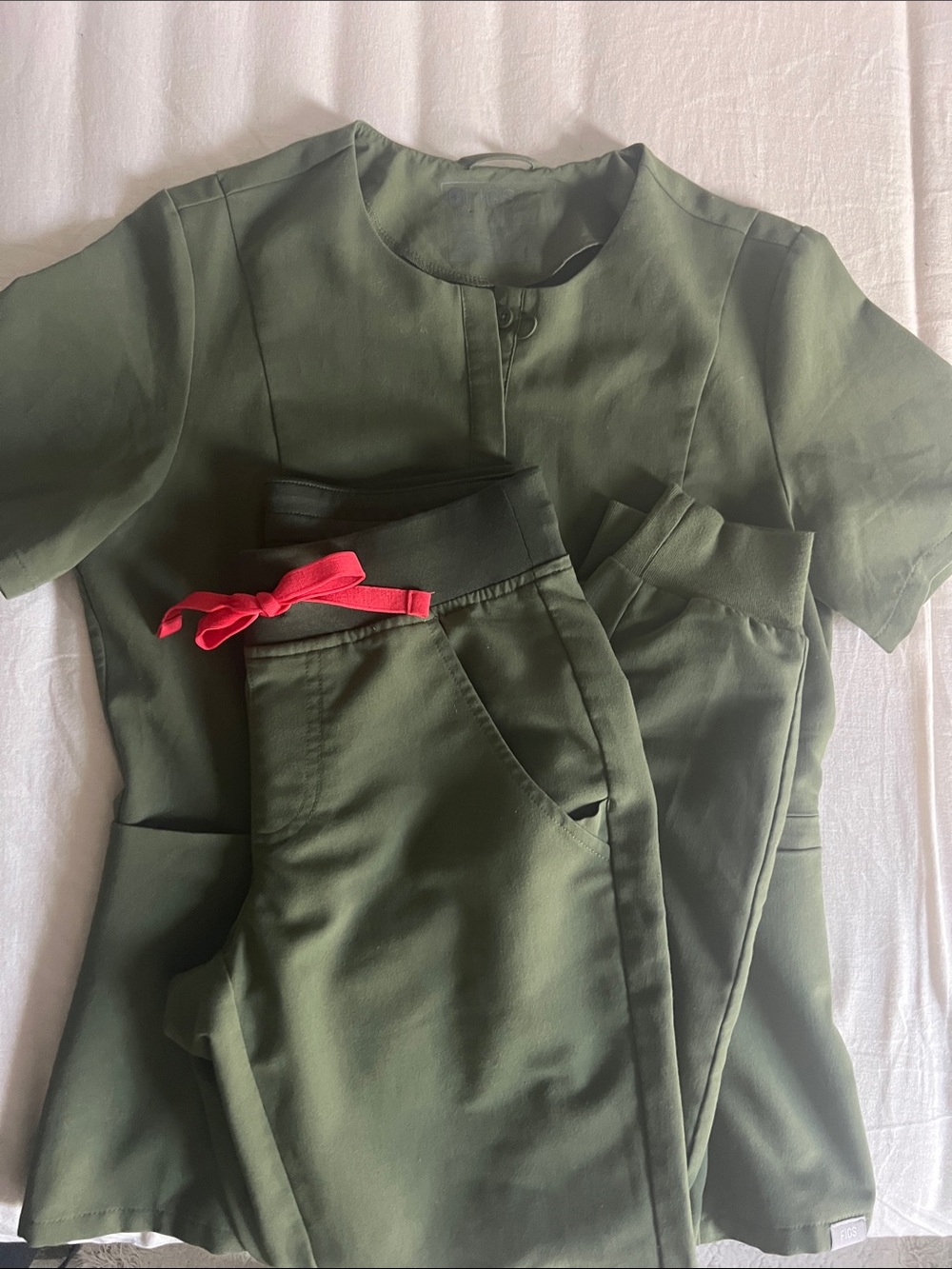 Figs Dark Olive Scrub Top and Pants
